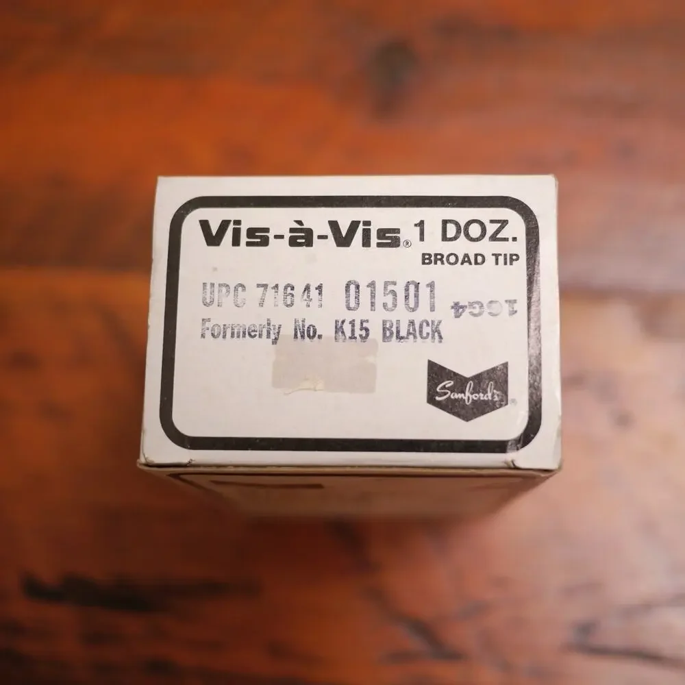 Box Lot 12 NEW Vtg Sanford VIS A VIS Broad Tip BLACK Overhead Projector PENS